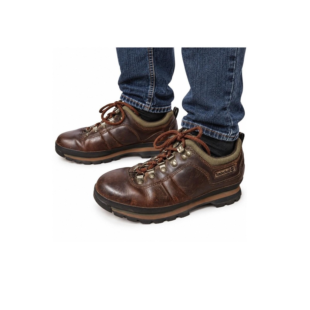 Timberland 93619 Trail Shoes Men 7.5 M Brown Leather Hiking Outdoor Lug Sole5536